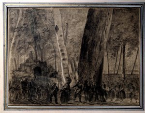 Révolution française : « Le corps de Jean-Paul Marat (1743-1793) enterré dans le jardin des Cordeliers ». Dessin de Charles Thévenin (1764-1838) 1793 Versailles, Musée Lambinet - Charles Thevenin