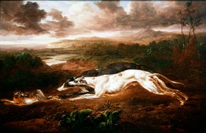 Deux lévriers chassant un lièvre - Charles Towne