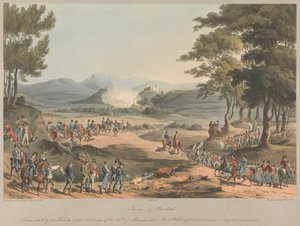 N° 4  Ville de Poinbal. Évacuée par les Français dans la matinée du 11 mars 1811 - Charles Turner