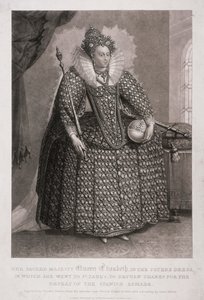 La reine Elizabeth I tenant sceptre et orbe, 1868 - Charles Turner