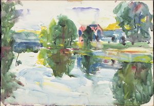 Réflexions, matinée ensoleillée, New Hampshire (aquarelle sur papier)