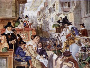Les soldats de Londres allant combattre du côté parlementaire contre le roi Charles Ier pendant la guerre civile anglaise - Charles West (after) Cope