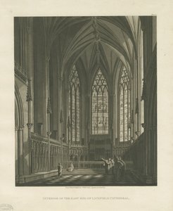 Intérieur de la cathédrale de Lichfield - Chapelle de la Vierge (gravure aquatinte) - Charles Wild