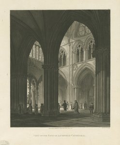 Intérieur de la cathédrale de Lichfield - Nef (gravure aquatinte) - Charles Wild