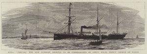HMS Thrush, le nouveau canonnière bientôt commandé par le lieutenant SAR Prince George de Galles - Charles William Wyllie