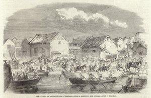 Le Débarquement des Troupes Britanniques à Pehtang - Charles Wirgman
