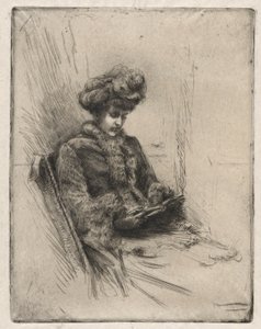 Jeune femme assise, lisant - Charles Yardley Turner