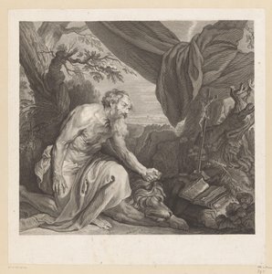 Jérôme avec un lion endormi et un crucifix - Charles de Beauvais (rejected attribution)