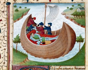 Funérailles en mer Miniature tirée du « Romanesque du Chevalier Tristan » par Maître Charles de Maine - Charles du Maine Master