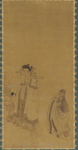 Le roi dragon vénérant le Bouddha, dynastie Ming, début-milieu du 17ème siècle - Chen Hongshou