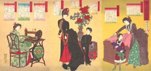 Dames de cour cousant des vêtements occidentaux
