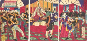 Illustration des commandants honorés, recevant la coupe cadeau de l