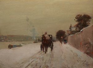 Le long de la Seine, hiver - Childe Frederick Hassam