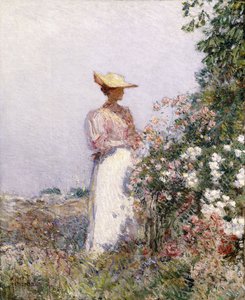 Dame dans un Jardin Fleuri