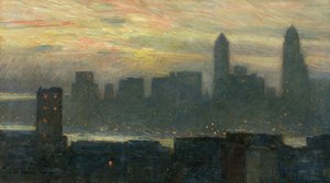 Coucher de soleil brumeux à Manhattan