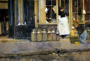 Les Bidons de Lait, c.1888 - Childe Frederick Hassam