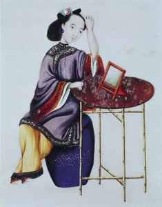 Une femme chinoise arrangeant ses cheveux, période Qianlong (1736-96) - Chinese School