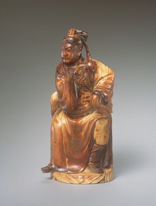 Figure de Guandi assis, XIVe-XVe siècle (ivoire sculpté) - Chinese School