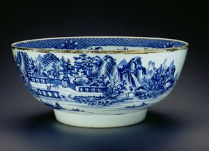 Bol bleu et blanc décoré d