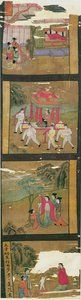 Scènes de la vie de Bouddha, Tunhuang, VIIe-VIIIe siècle (peinture sur bannière de soie) - Chinese School