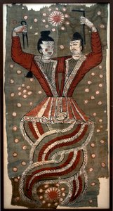 Figures mythologiques chinoises Fuxi et Nuwa, 7ème siècle après J.-C. - Chinese School