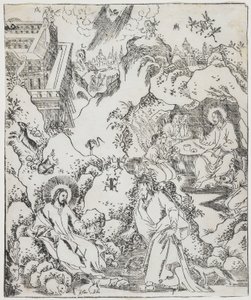 Le Christ dans le Désert, planche de Giulio Alenis Tianzhu jiangsheng zhuxiang jingjie (Une Histoire Illustrée du Seigneur du Ciel Incarné en Chair), Église de Jinjiang, Province de Fujian