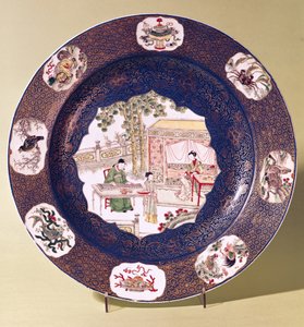 Plat circulaire avec une scène musicale, Période Kangxi (1662-1722) - Chinese School