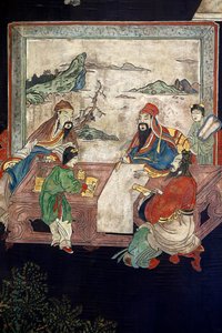 Panneaux en laque de Coromandel de Chine, détail, c.1730