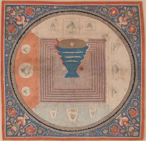 Mandala cosmologique avec le mont Meru - Chinese School
