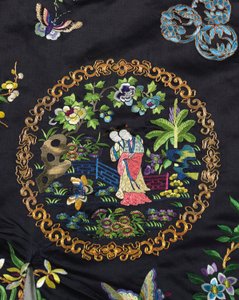 Manteau informel brodé bleu nuit des femmes Han, waitao, 3e quart du 19e siècle - Chinese School