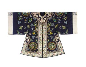 Manteau informel brodé bleu nuit pour femme Han, waitao, 3ème quart du 19ème siècle - Chinese School