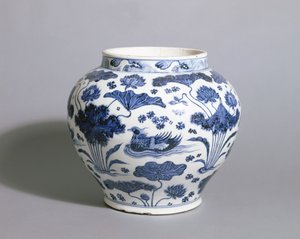 Pot Guan, dynastie Yuan, milieu du XIVe siècle (porcelaine)