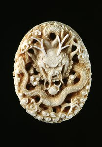 Sceau impérial avec un dragon gardant une perle de sagesse - Chinese School