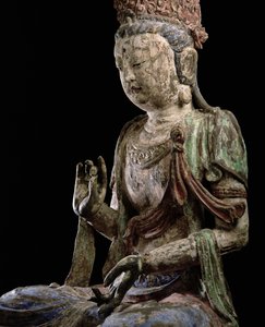 Grand bodhisattva assis avec les mains levées, dynastie Jin (1115-1234) (détail) - Chinese School