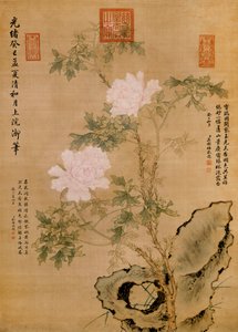 Pivoines et rocher, 1893 - Chinese School