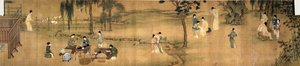 Rassemblement de savants dans un jardin de bambous - Chinese School