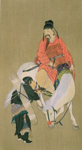 Wen Cheng Hsing, dieu de la chance, illustration publiée dans le magazine The Kokka, Japon, 1900-01 - Chinese School