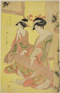 Beautés parodiant les sept sages - Une sélection de jeunes courtisanes (Shichi kenjin yatsushi bijin shinzo zoroe): Miyagawa du Matsubaya - Chobunsai Eishi