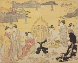 Groupe de femmes avec des instruments de musique, de la série Furyu yatsushi Genji - Chobunsai Eishi