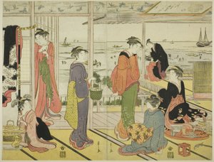 Dans une maison de plaisir à Shinagawa (Shinagawa no rojo) - Chobunsai Eishi