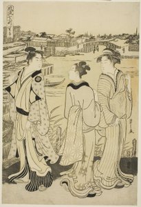 Ono no Komachi au temple de Seki, de la série Les Sept Komachi à la mode - Chobunsai Eishi