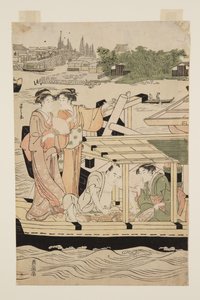 Bateaux de plaisance sur la rivière Sumida sous le pont Shin-Ōhashi