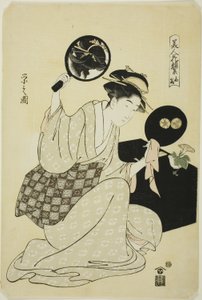 Takashima, de la série "Une collection de visages de beautés comme des fleurs (Bijin kagan shu)" - Chobunsai Eishi