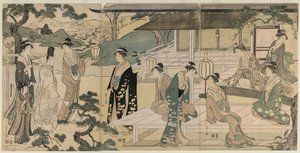 Le chapitre Matsukaze du Conte de Genji (de la série Le Conte de Genji en robe élégante moderne) - Chobunsai Eishi