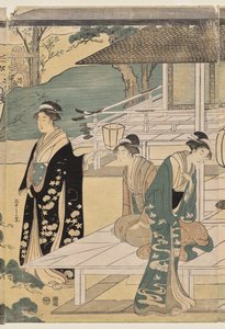 Le chapitre Matsukaze du Conte de Genji (de la série Le Conte de Genji en robe élégante moderne) - Chobunsai Eishi