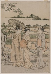 Trois femmes se promenant à la campagne