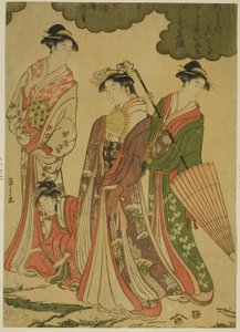 Femmes regardant les fleurs de cerisier - Chobunsai Eishi