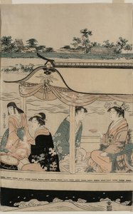 Femmes dans un Bateau de Plaisance sur la Rivière Sumida - Chobunsai Eishi