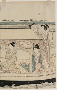 Femmes dans un bateau de plaisance sur la rivière Sumida - Chobunsai Eishi