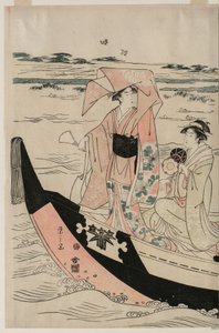 Femmes dans un bateau de plaisance sur la rivière Sumida - Chobunsai Eishi